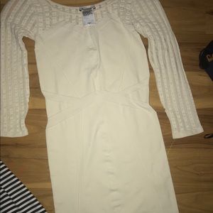 Bebe bodycon long sleeve white dress